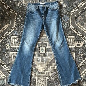 KanCan Blue Flare Jeans with Frayed Hem